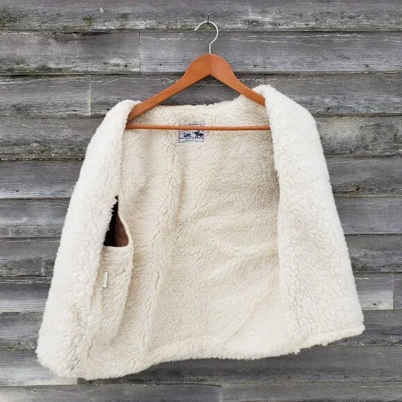 Lee Storm Rider corduroy tan vest, soft sherpa lining, vintage Western men's XXL - Picture 6 of 8